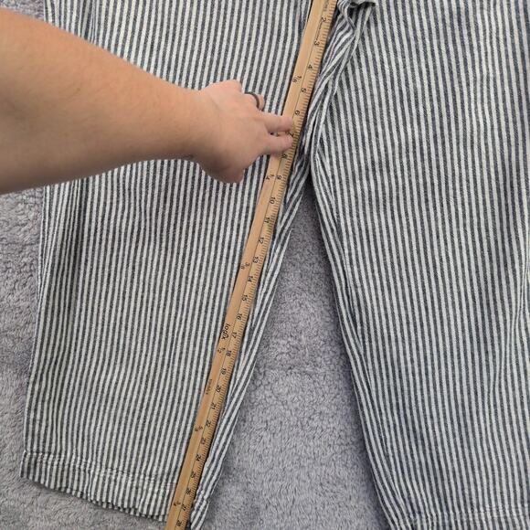 Old Navy Cropped High-Rise Straight Pull-On Pants XL Tall Striped Linen Blend - Picture 6 of 12